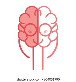 icon adorable kawaii brain with glasses