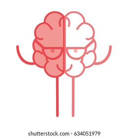 icon adorable kawaii brain with glasses