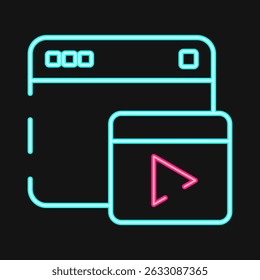 Icon ads. Internet network elements. Icon in neon style.