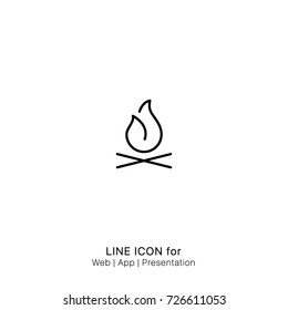 Icon adventure bonefire camp campfire camping fire nature graphic design single icon vector