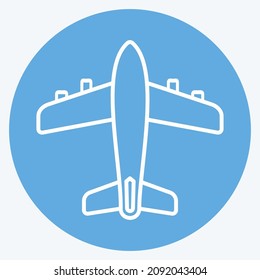 Icon Aeroplane - Blue Eyes Style - Simple illustration,Editable stroke,Design template vector, Good for prints, posters, advertisements, announcements, info graphics, etc.