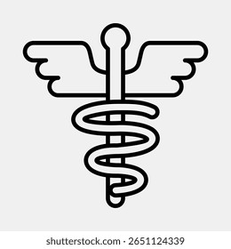 Icon aesculapius. Medical elements. Icon in line style.