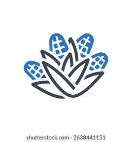 Icon of an agave plant with blue accents.