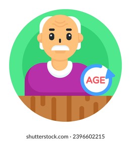 Un icono de actualización de la edad en diseño plano 