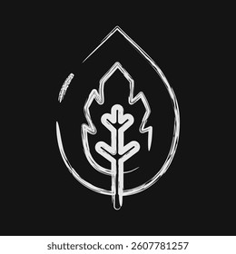 Icon aglaonema. Plant leaves elements. Icon in chalk style.
