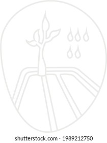 Icon agricultural tree automatic irrigation of the Internet of Things IoT retrofuturism set for eco innovation and new technologies in business