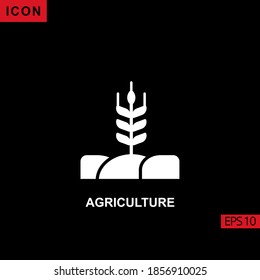 Icon agriculture with wheat and soil on black background. Filled, glyph or flat vector icon symbol sign collection for web apps mobile design.