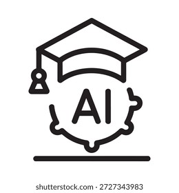 icon of ai artificial intelligence with graduation cap