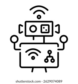 Um ícone de câmera ai projetado em estilo de linha