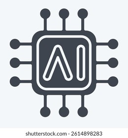 Icon AI Chips. related to Artificial Intelligence symbol. glyph style