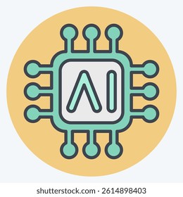 Icon AI Chips. related to Artificial Intelligence symbol. color mate style