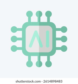 Icon AI Chips. related to Artificial Intelligence symbol. flat style