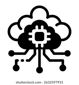 An icon of ai cloud designed in glyph style
