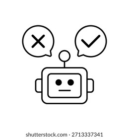 Symbol für eine KI-Entscheidung, einzeln auf sauberem Hintergrund.