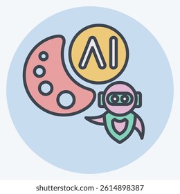 Icon AI Drawing. related to Artificial Intelligence symbol. color mate style
