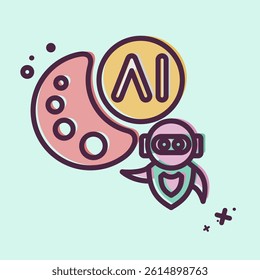 Icon AI Drawing. related to Artificial Intelligence symbol. MBE style