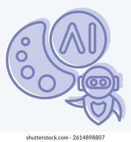 Icon AI Drawing. related to Artificial Intelligence symbol. two tone style