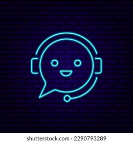  Icono para contenido editorial en chatbot - neón con robot