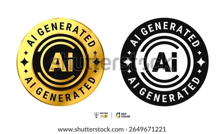 Icon Ai Generated label with round shape in gold color. For logo, label, seal, tag, sign, symbol, badge, stamp, sticker, emblem, banner, design, badges, labels, poster. Vector Illustration
