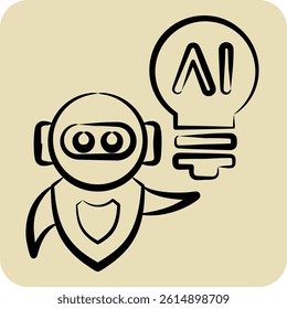 Icon AI Idea. related to Artificial Intelligence symbol. hand drawn style