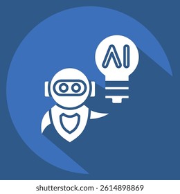 Icon AI Idea. related to Artificial Intelligence symbol. long shadow style