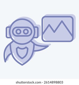 Icon AI Image. related to Artificial Intelligence symbol. two tone style