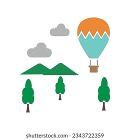 icon air balloon template design trendy