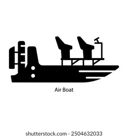 An icon of air boat in solid style 