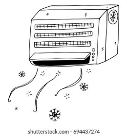Icon air conditioning. The air conditioner blows cold air. Vector illustration.