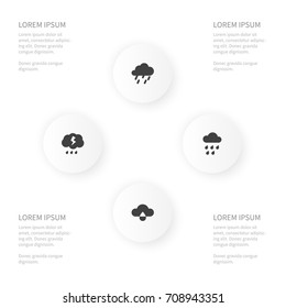 Icon Air Set Of Cloud, Raindrop, Rain And Other Vector Objects. Also Includes Cloud, Rain, Cloudy Elements.