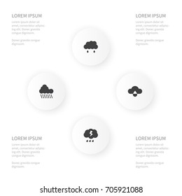 Icon Air Set Of Rain, Rainy, Cloudy And Other Vector Objects. Also Includes Raindrop, Cloudy, Rain Elements.
