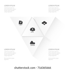 Icon Air Set Of Storm, Cloudy, Rain And Other Vector Objects. Also Includes Cloud, Raindrop, Storm Elements.
