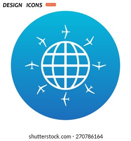 Icon aircraft around the world. icon. vector design