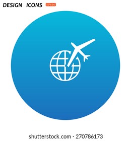 Icon aircraft around the world. icon. vector design