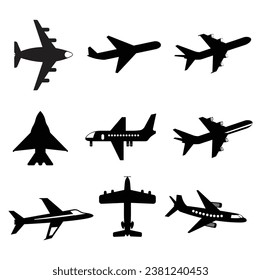 Icon Aircrafts, Vector isolated plane icons set