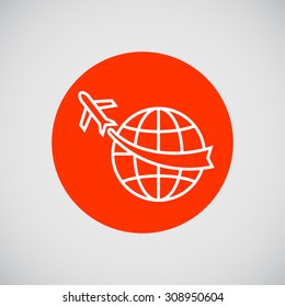 Icon of airplane and arrow