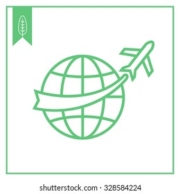 Icon of airplane and arrow