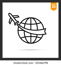 Icon of airplane and arrow