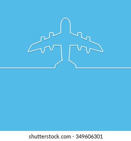 Icon airplane and banner Outline