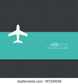 Icon airplane and banner for text. 