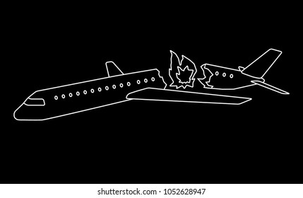  Icon of airplane  crash. Vector illustration