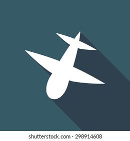 Icon airplane with a long shadow