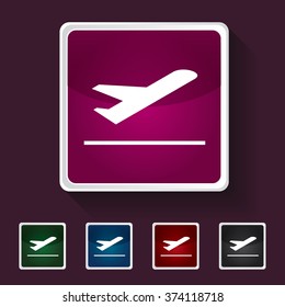 Icon of Airplane on Multicolored Squares. Eps-10.