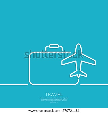 Icon airplane and suitcase. The concept of travel and vacation.  