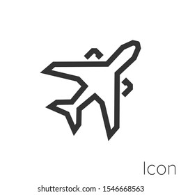 Icon airplane taking off in black and white Illustration.