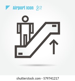 icon airport up Elevator thin line for web , modern minimalistic flat design vector on white background
