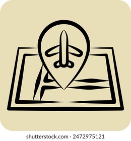 Icon Airport Location. related to Airport symbol. hand drawn style. simple design illustration