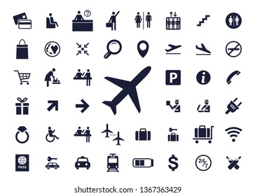 Icon airport set. Vector illustrations with trip simbols.