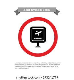 Icon of airport sign with airplane picture