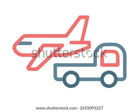 Icon of an airport tug or pushback tractor towing an airplane, representing ground support equipment and aviation services.